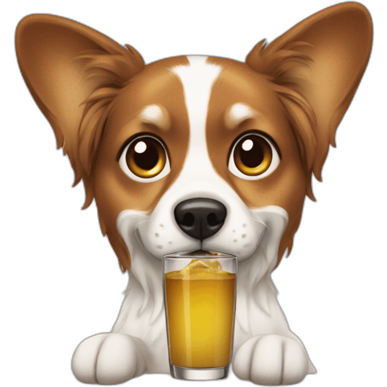 papilion dog drinking emoji