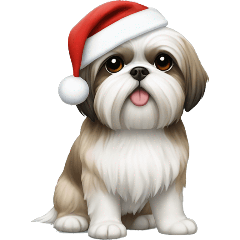 Shih tzu wearing a santa hat emoji