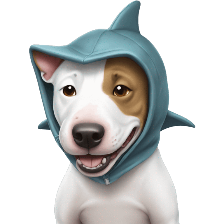 bull terrier wearing shark costume emoji