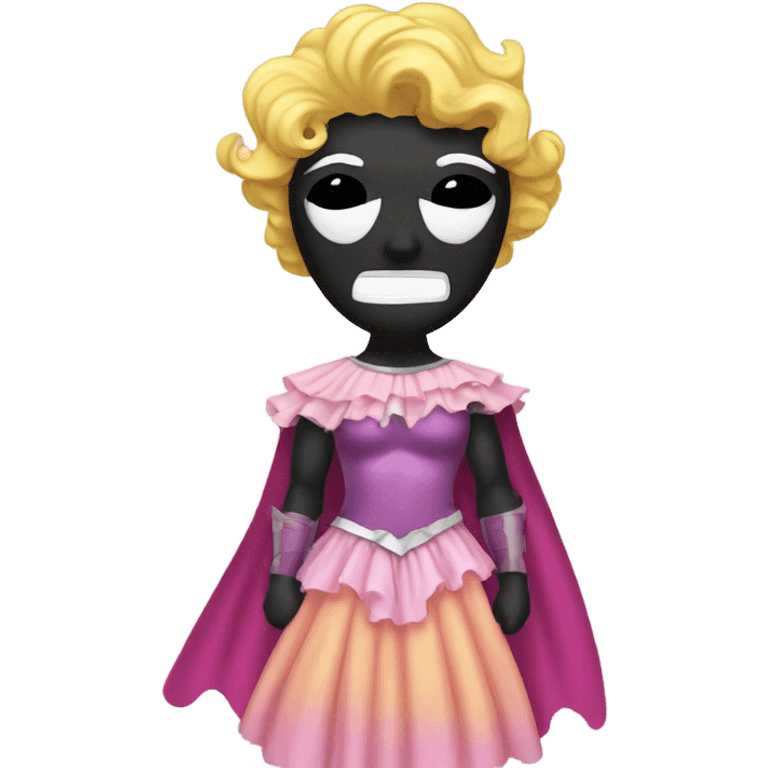 A man wearing princess dress and batman mask emoji