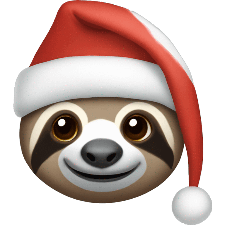 A sloth wearing a Christmas hat emoji