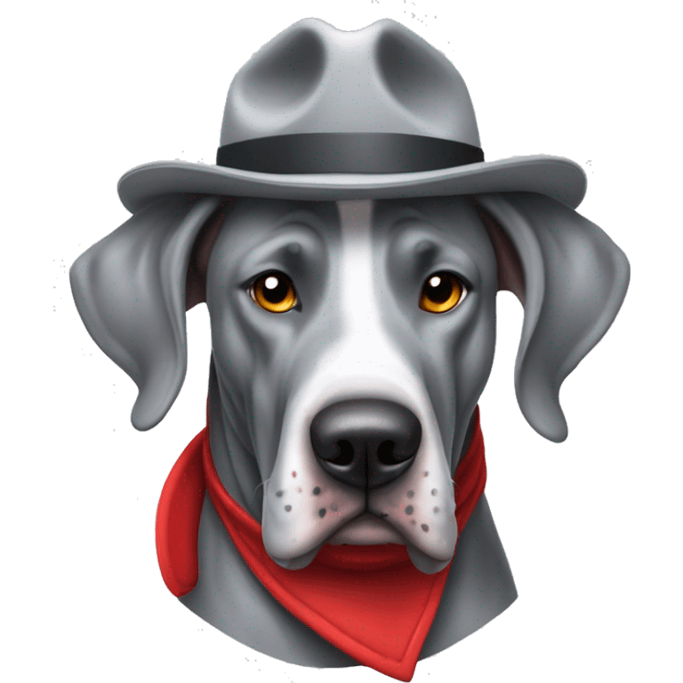 Merle grey Great Dane wearing a red fighter fighter hat  emoji