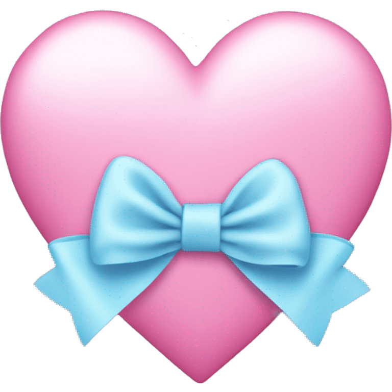 light blue heart with pink bow emoji