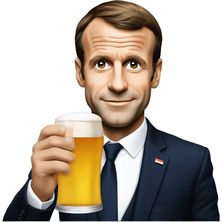 Emmanuel Macron avec une bière dans les mains  emoji