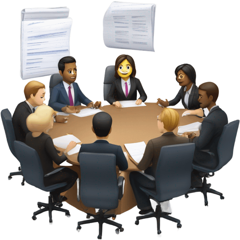 men and women work meeting at a table emoji