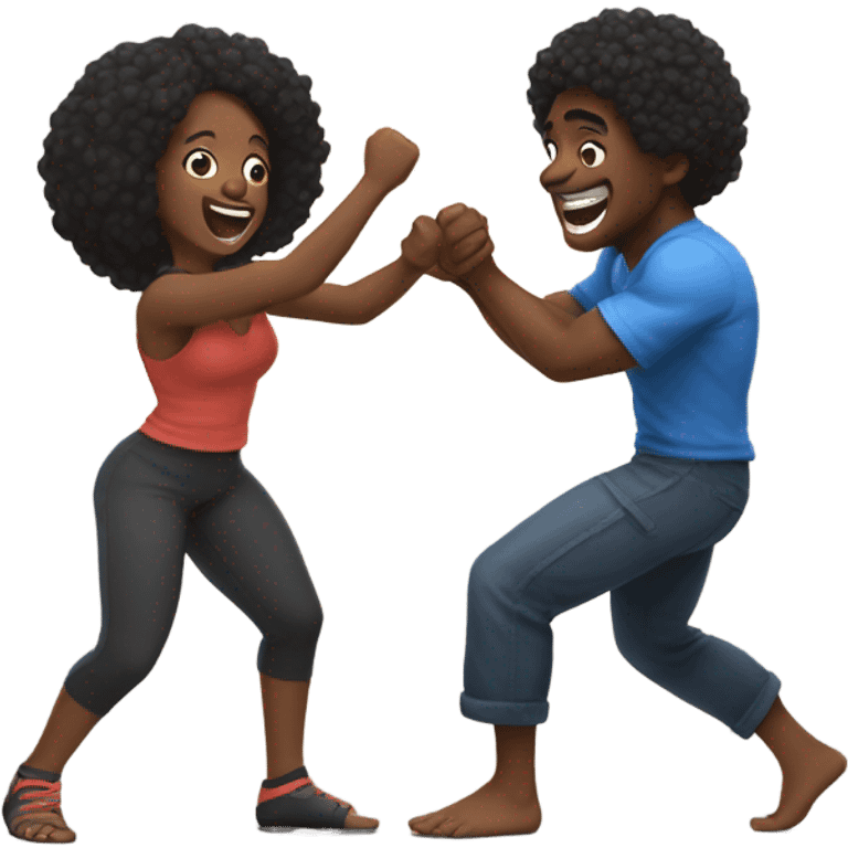 Black man play fighting black girl  emoji