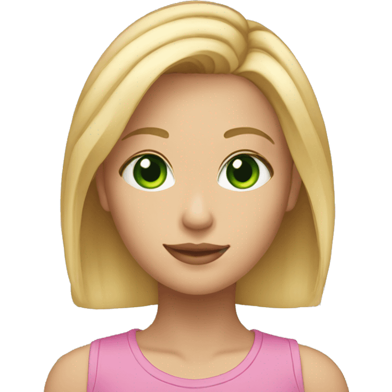 chin-length blonde hair girl with green eyes emoji