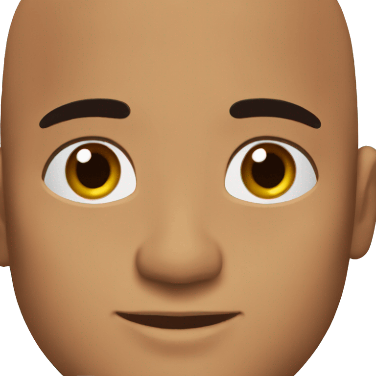 Brown eyebrows brown skin man brown eyes bald emoji