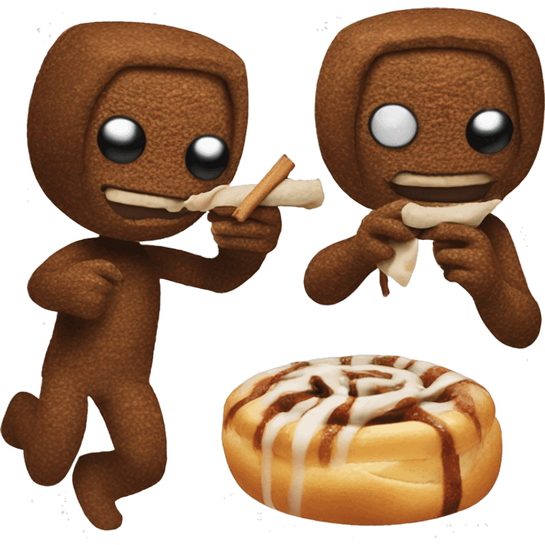 Sackboy eating cinnamon roll emoji