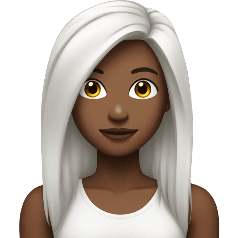 muscular girl, skinwhite, hair black emoji