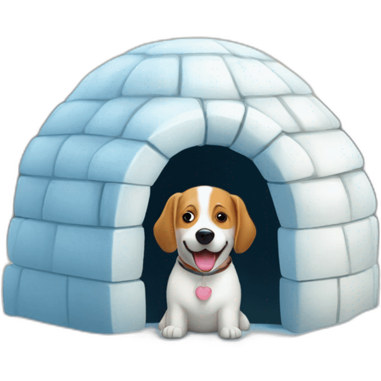 igloo with happy dog emoji