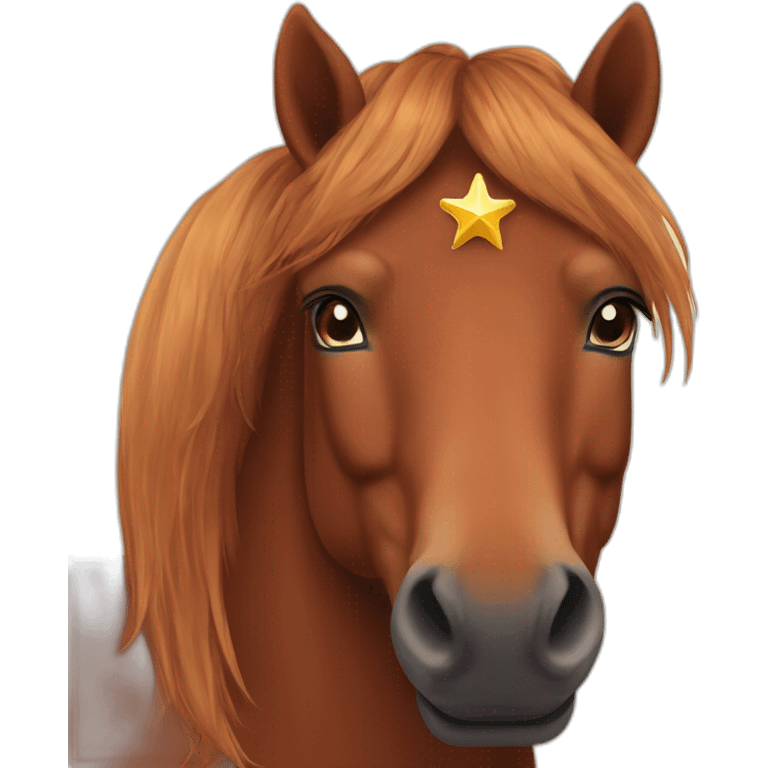 One Red brown icelandic horse with star in forehead emoji