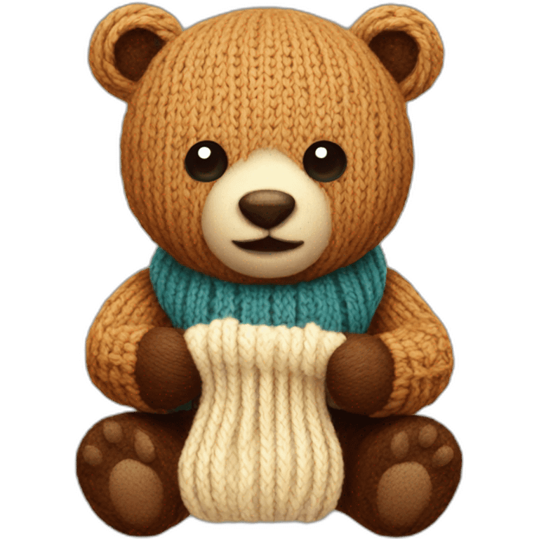 Bear knitting emoji