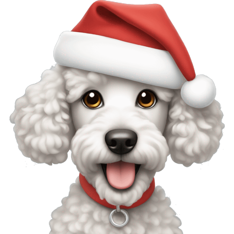 poodle puppy wearing santa hat  emoji