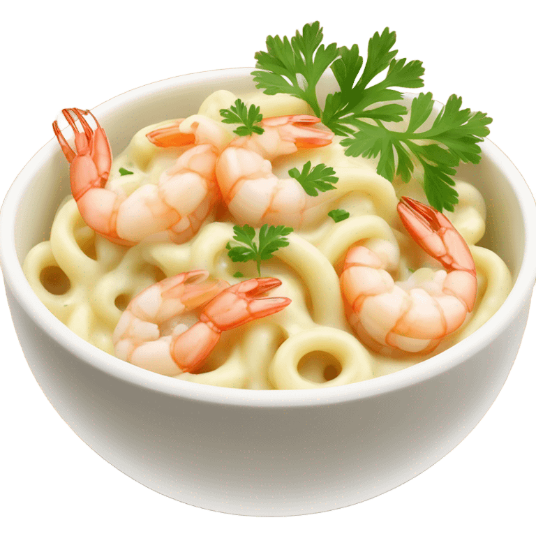 Shrimp Alfredo in a bowl with parsley  emoji