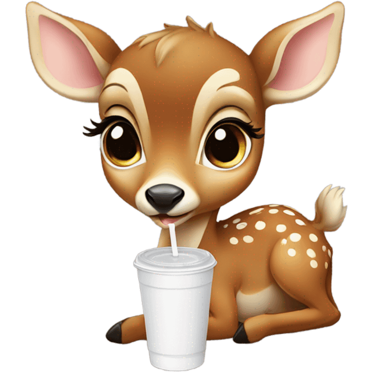 Baby deer drinking iced coffee emoji