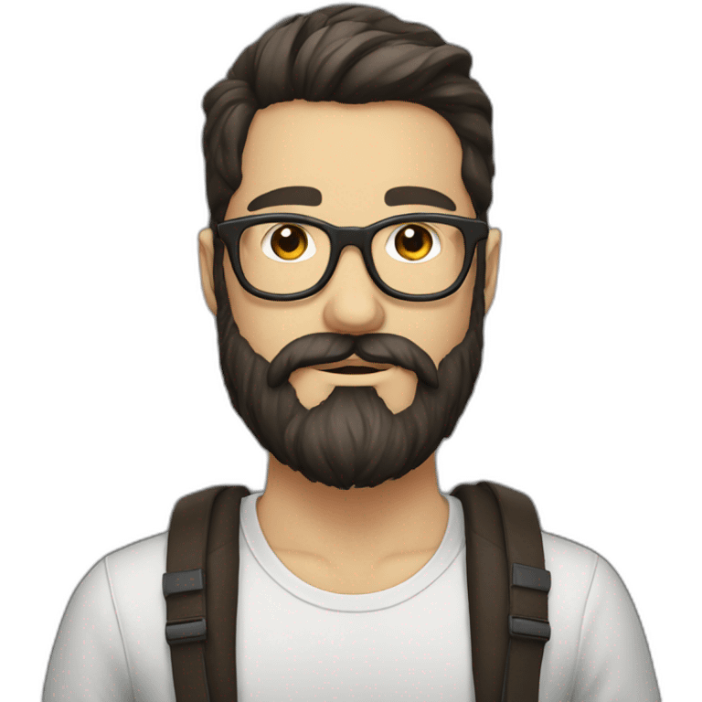 beard hipster glasses adult white dark hair emoji