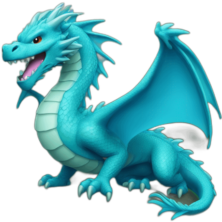 Dragon bleu qui crache de l'eau emoji