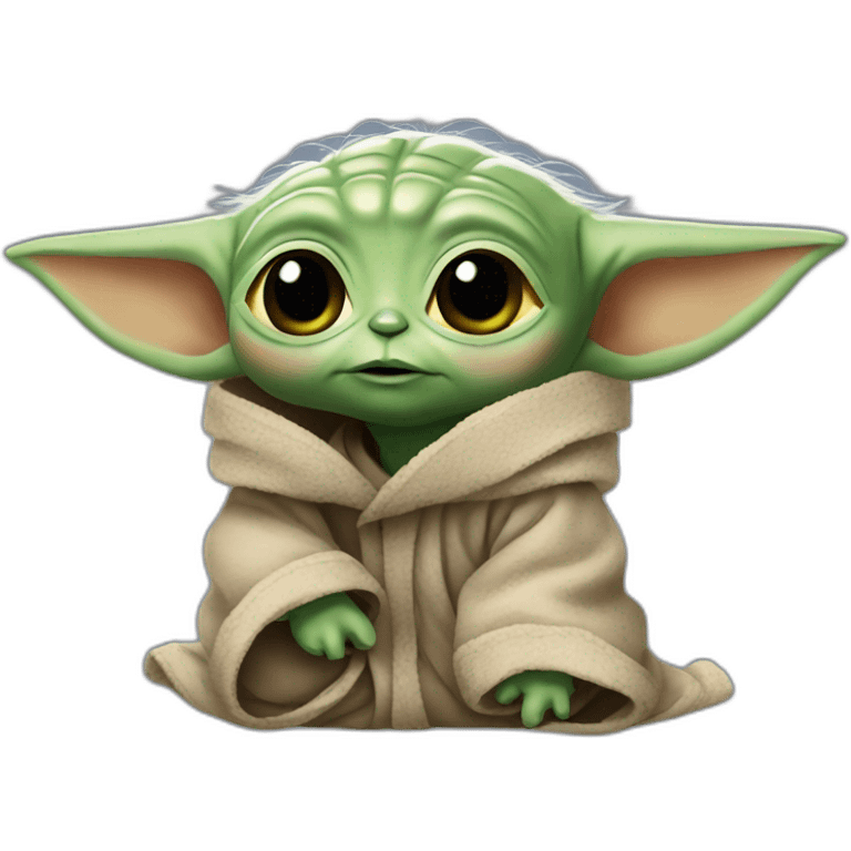 Baby yoda with hair  emoji