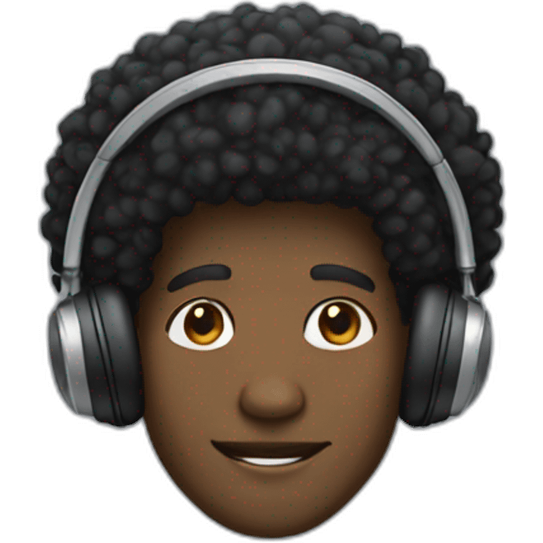 black guy with an afro wearing headphones emoji