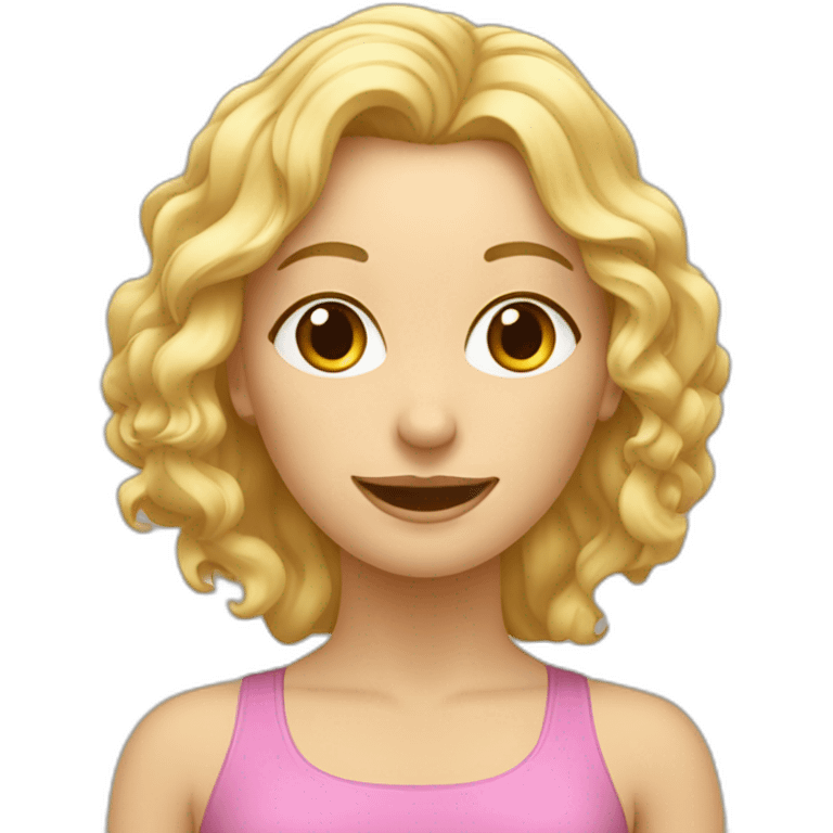 femme cheveux blond et bouclées qui fait du yoga et qui pète emoji