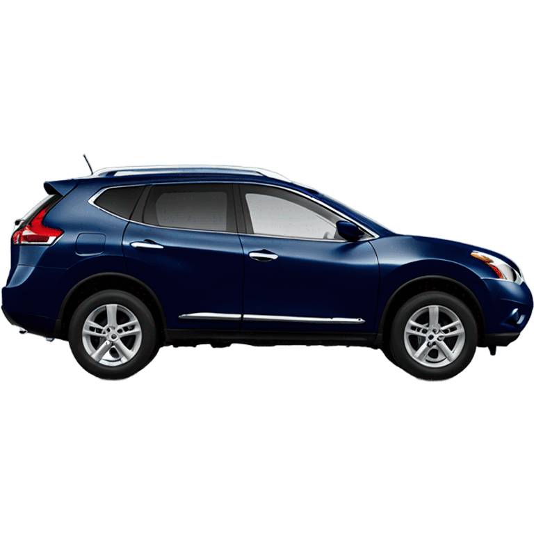 Car, dark blue 2013 Nissan Rogue, side shot emoji