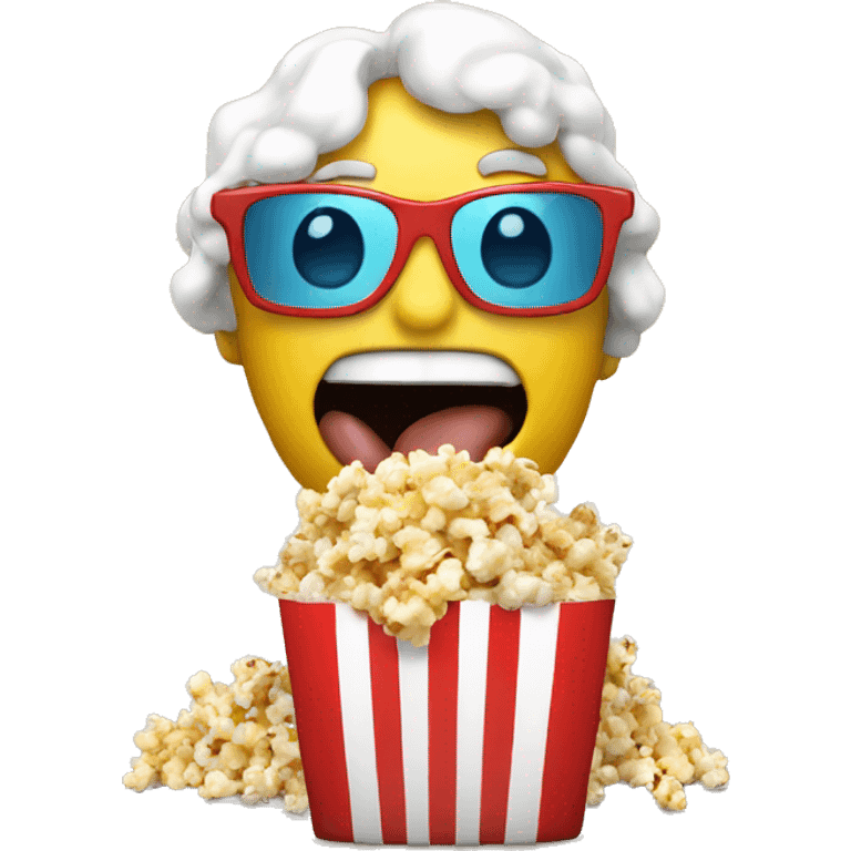 Emoji wearing 3D glasses eating popcorn  emoji