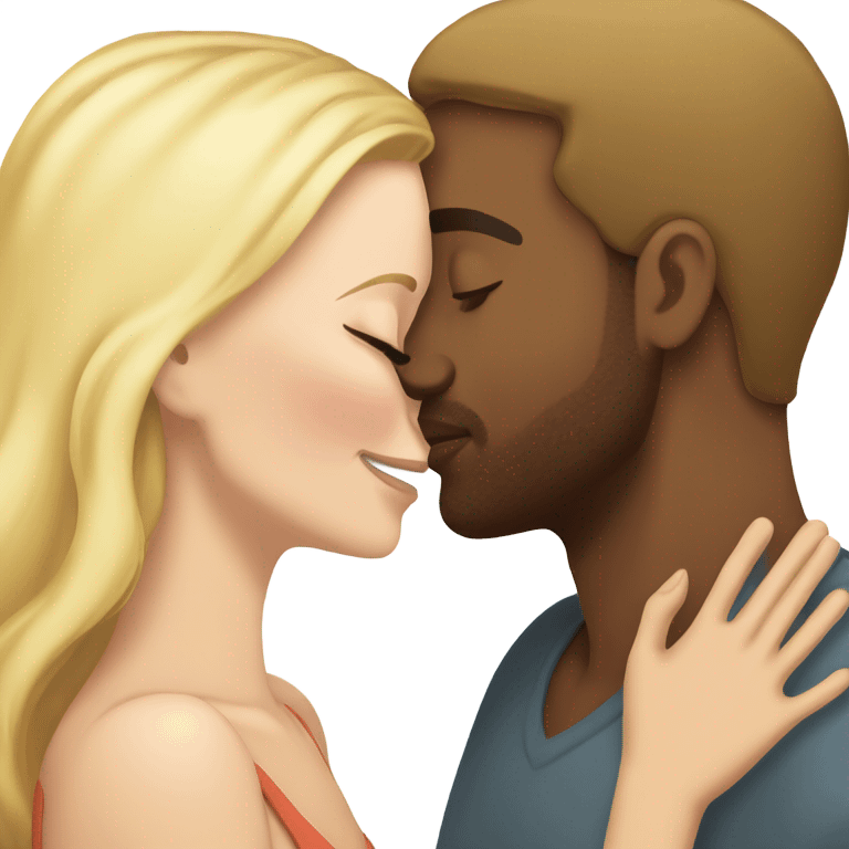 brown guy kissing blonde white girl emoji