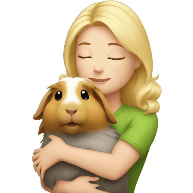 Blonde Woman hugging a guineapig emoji