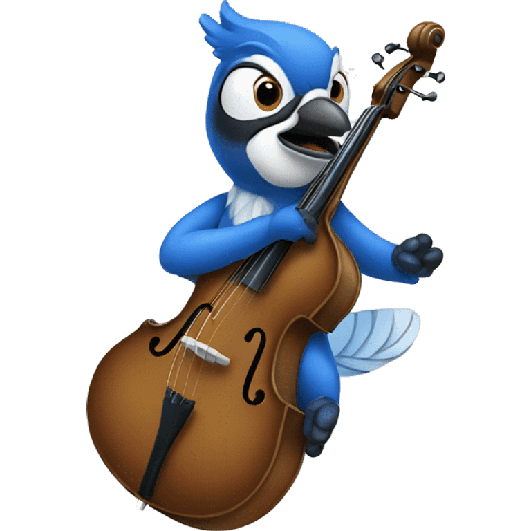 Blue Jay playing double bass emoji