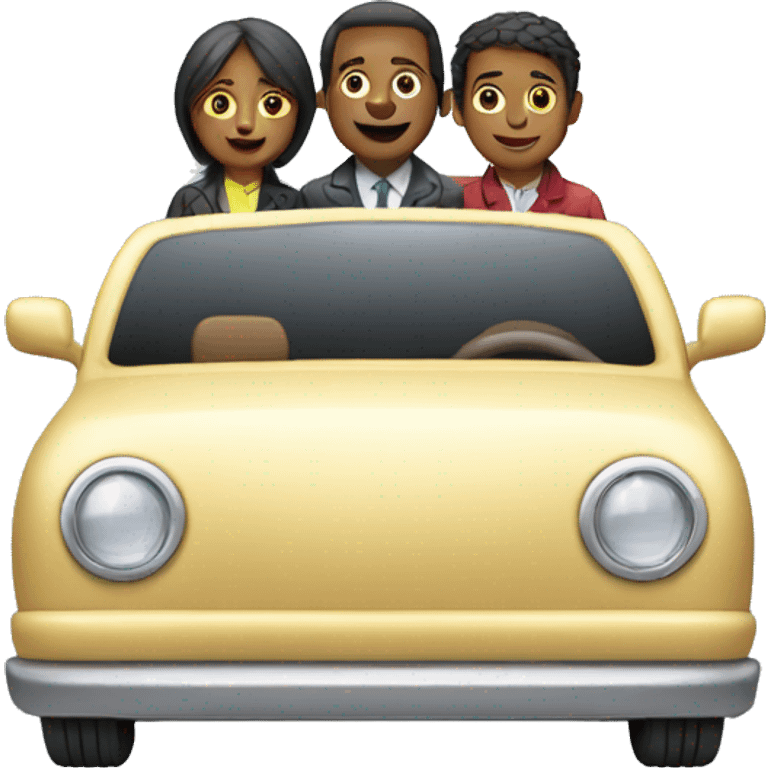 Three seater car. 2 men 1 woman  emoji