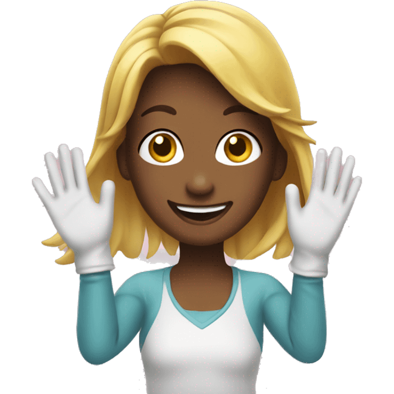 happy girl wearing gloves emoji