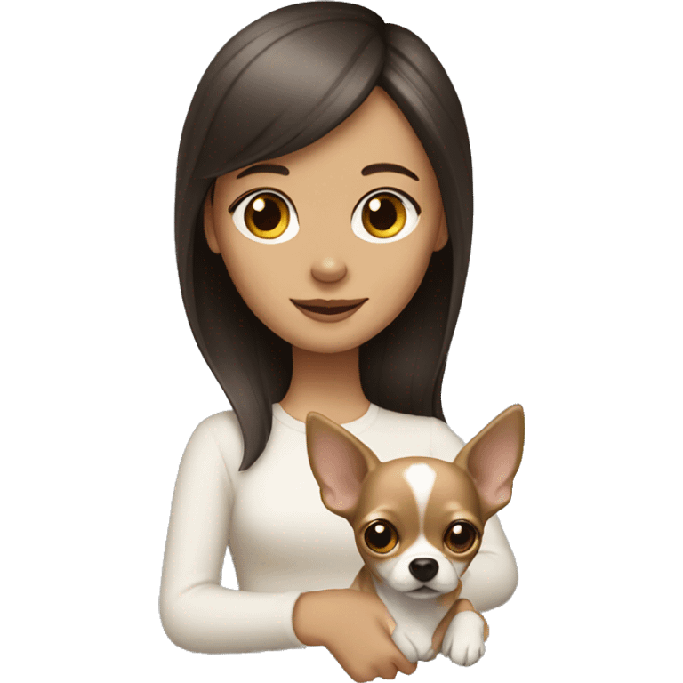 Brunette girl with blonde chihuahua emoji