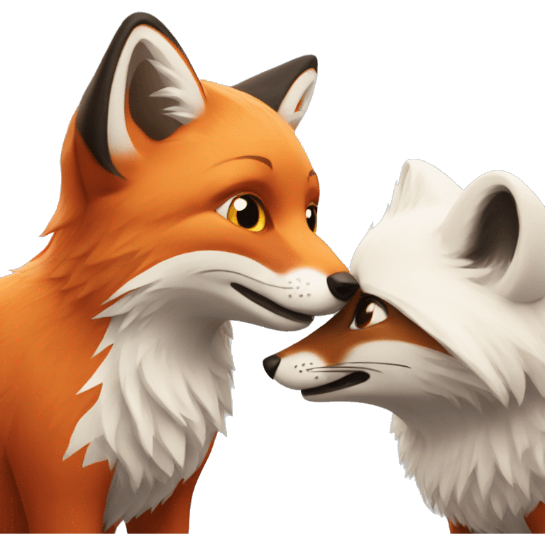 A red fox and an arctic fox emoji