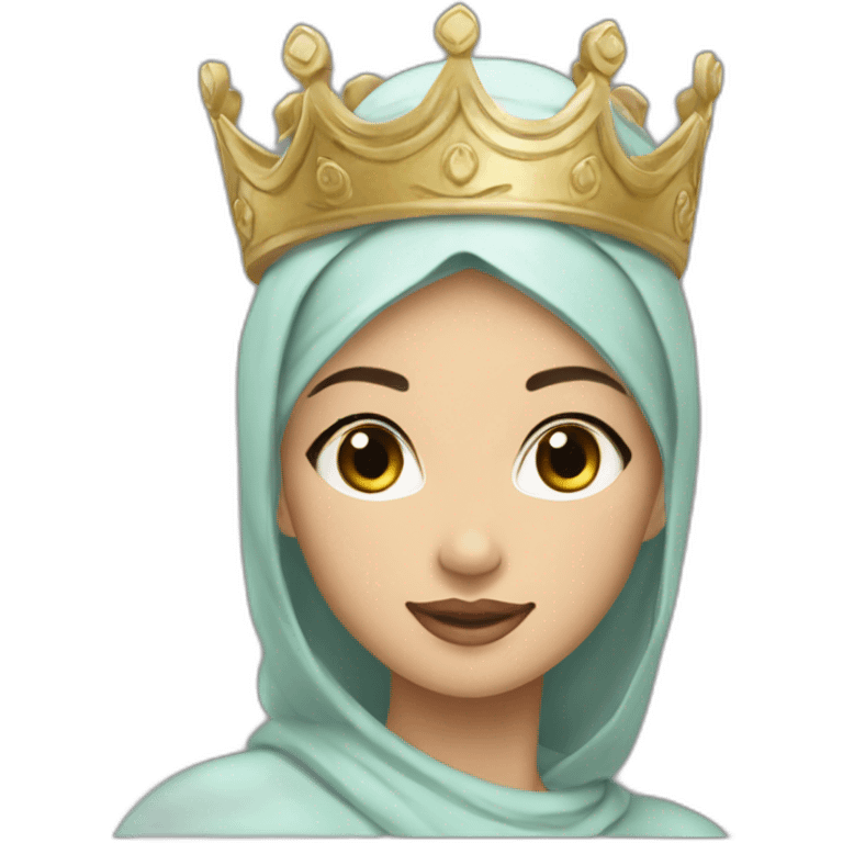 The most beautiful Asian princess witho a crown with the inscription Ayana, wearing hijab emoji