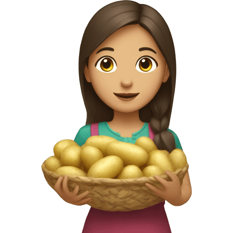 Azerbaijani girl with potatoes in her hands emoji