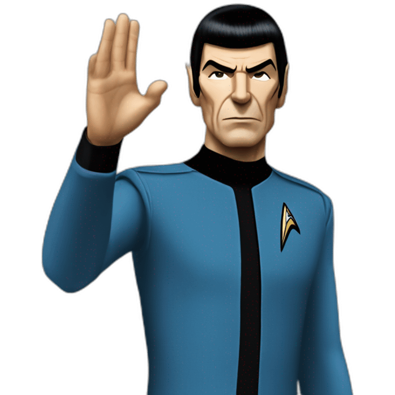 Spock making the Vulcan salute in Starfleet blue uniform (Star Trek) emoji