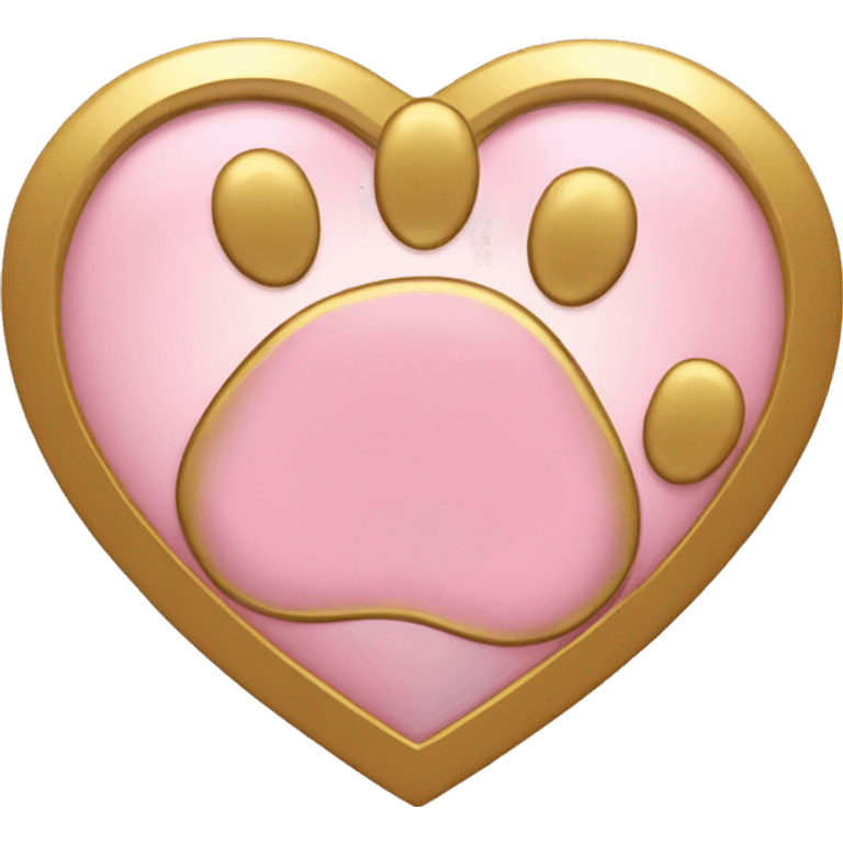 Gold heart with light pink paw print  emoji