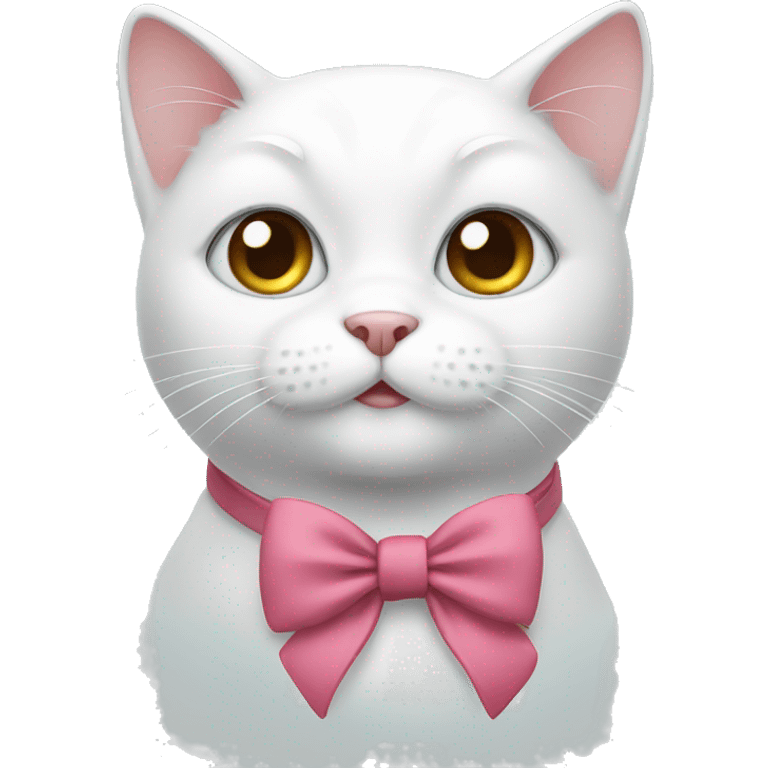 Cute white cat with a neck bow emoji