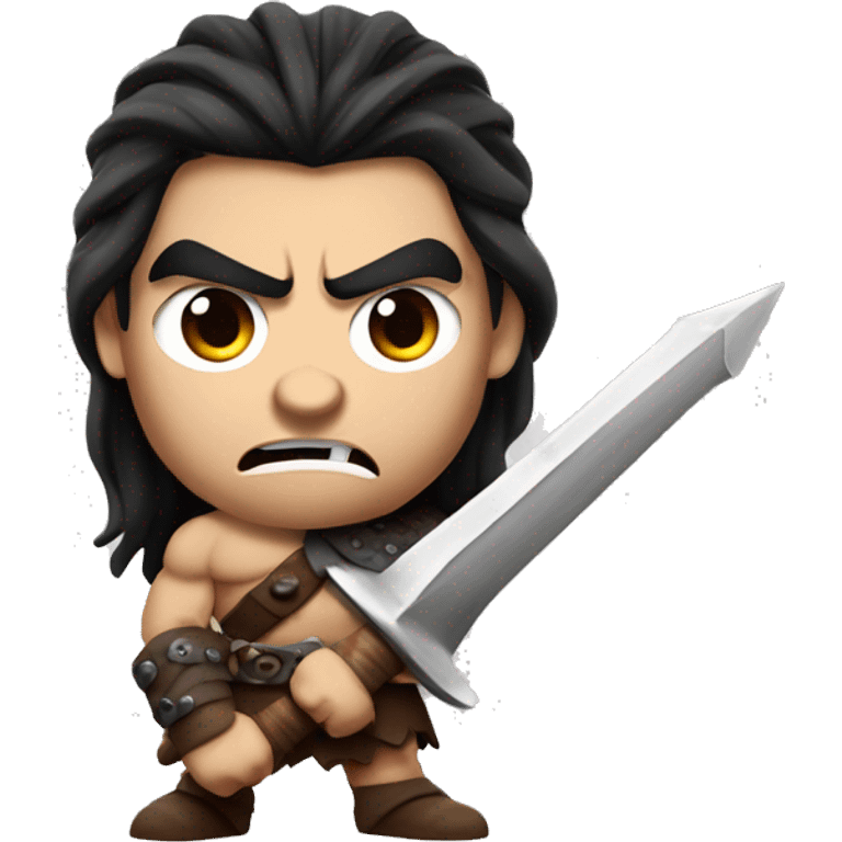 realistic angry conan the barbarian holding sword emoji