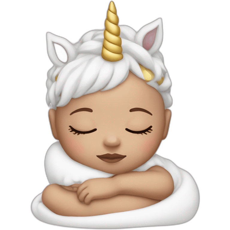 Sleeping white Newborn with unicorn headband emoji