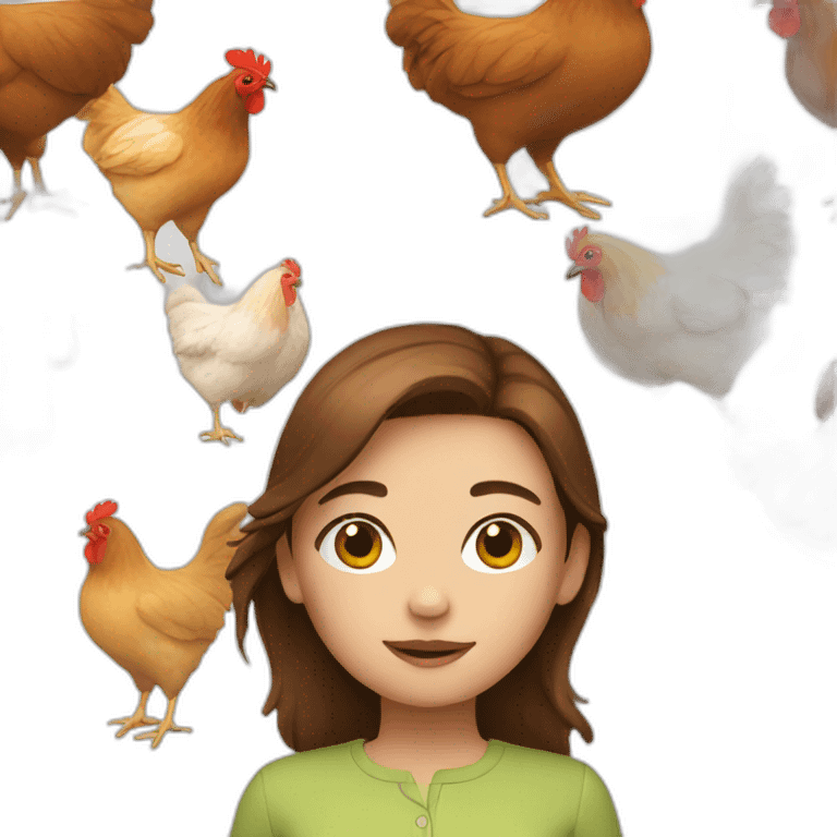 Brown hair girl with a chicken  emoji