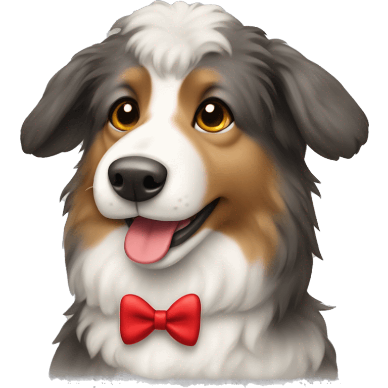 Shetlands sheepdog with red bow around his neck emoji