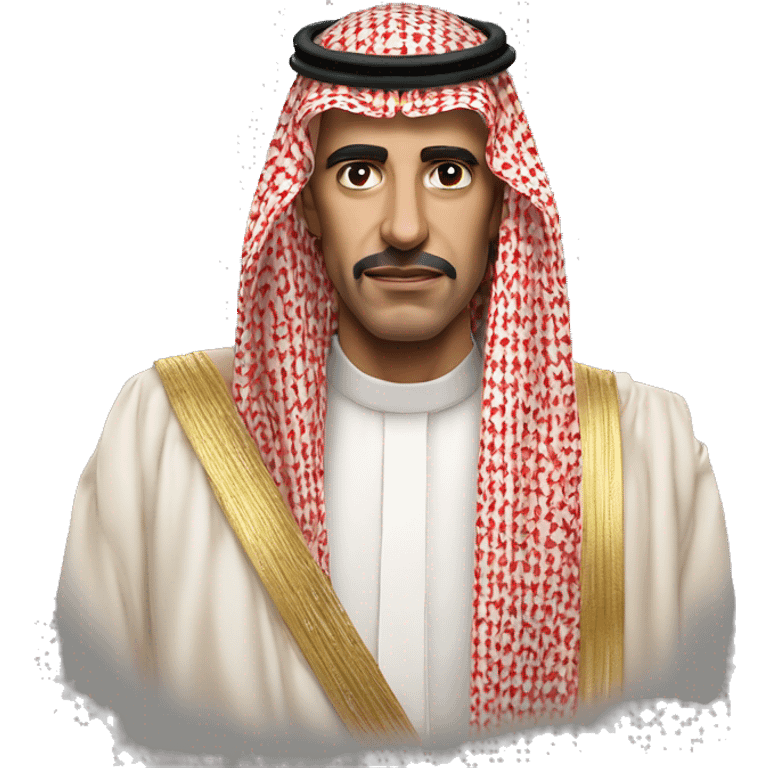 photorealistic King of Faisal of Saudi Arabia serious emoji