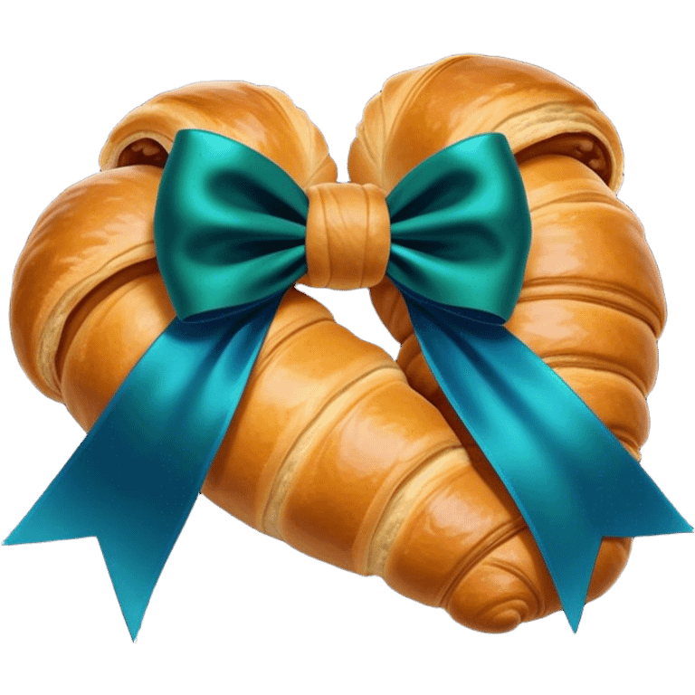 croissant with blue and deep green bow emoji