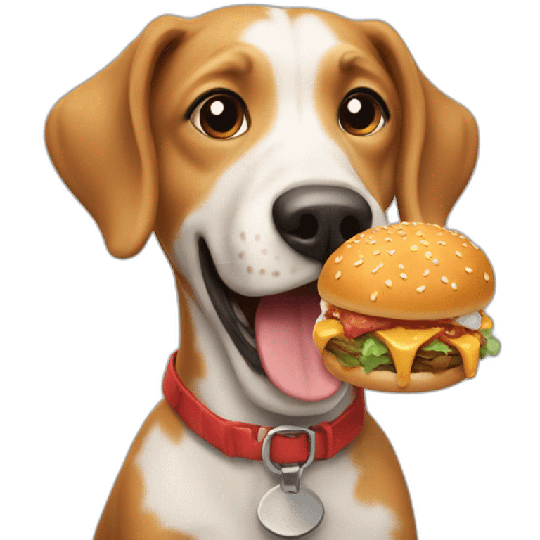 Dog eating hamburg emoji