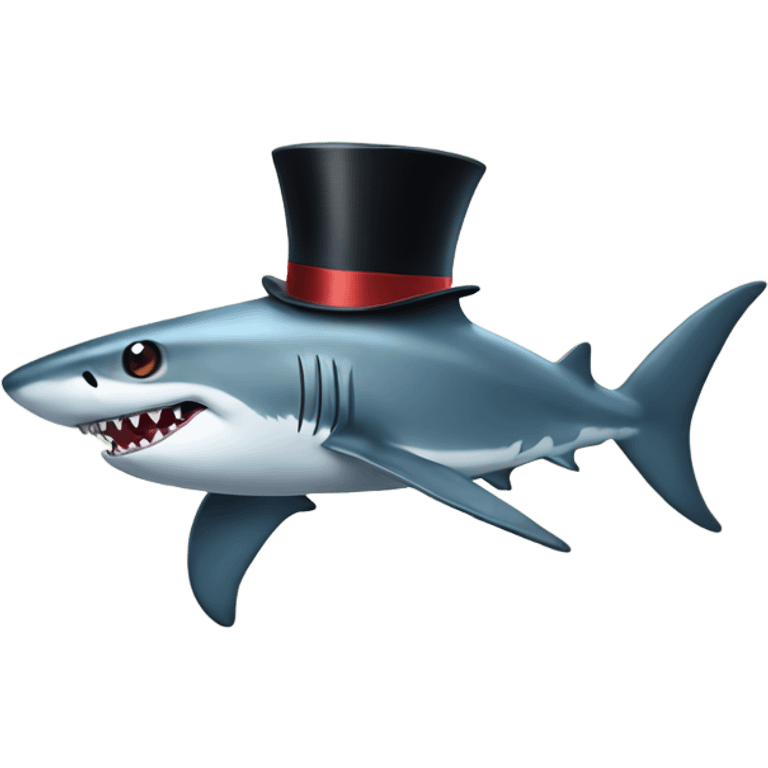 Shark with a top hat emoji