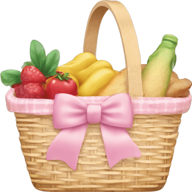 Picnic  basket in light pink bow emoji