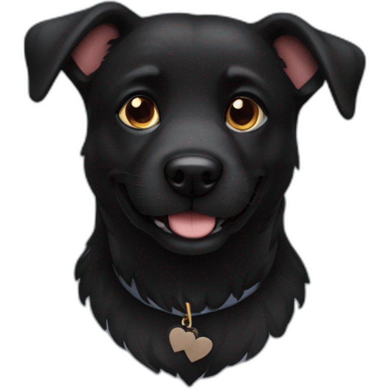 Black dog in love emoji