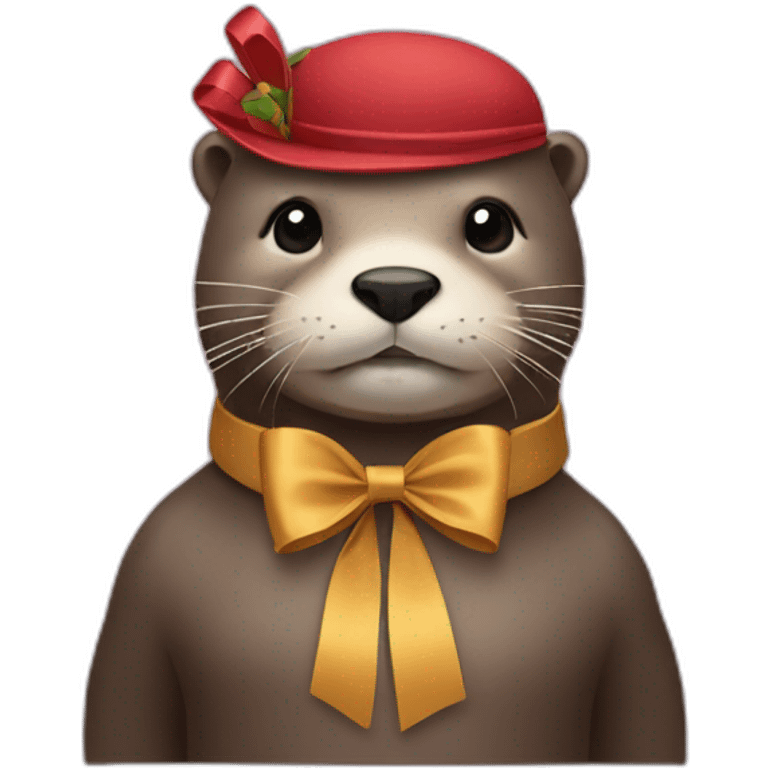 Otter wear a bow on a head  emoji